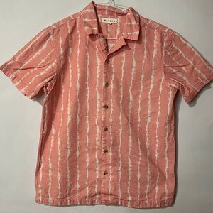PacSun Men's Coral & White Striped Button Down Short Sleeve Shirt Size Small
